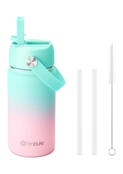 Çocuklar Yalıtımlı Su Şişesi 14 Oz Bpa Içermeyen Paslanmaz Çelik Çift Duvar Vakum Sızdırmazlık Öğrencileri Erkekler ve Kızlar Için Pipetli (1 Paket Mavi Dinozor) (Yurt Dışından)