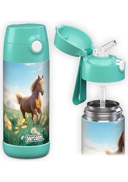 ， Çocuk Paslanmaz Çelik Hasır Su Şişesi 350ML – Bpa Free – Sızdırmaz – Okul ve Kreşler Için Yalıtımlı Su Şişesi (Yurt Dışından)