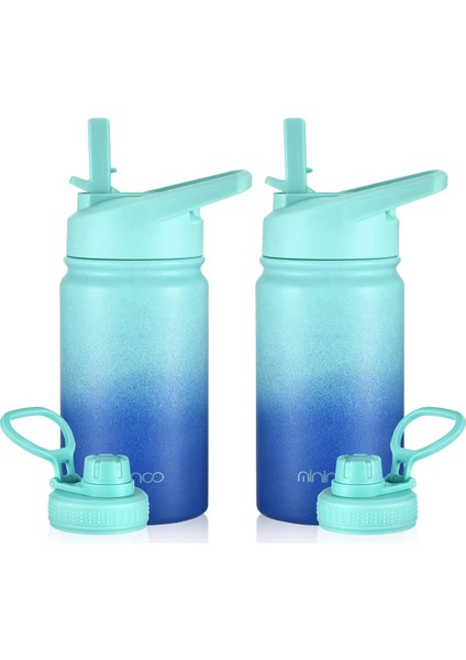 Yalıtımlı Çocuk Su Şişesi 12 Oz Paslanmaz Çelik Su Şişesi Çocuklar Için Saman Kapaklı Kızlar, Erkekler Için (Punch/yeşil) (Yurt Dışından)