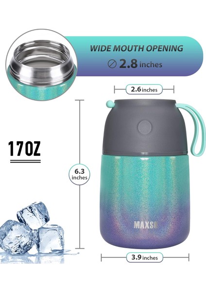 Yetişkinler ve Çocuklar Için Sıcak ve Soğuk Yiyeceklere Uygun, 17 Oz Vakum Yalıtımlı Çelik Kaşıklı Öğle Yemeği Kutusu Öğle Yemeği Kutusu Sızdırmaz Yalıtımlı Gıda Kavanozu (Yurt Dışından) fırsatları