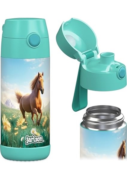 Çocuk Su Şişesi Yalıtımlı Paslanmaz Çelik Su Şişesi Bpa Içermez Sızdırmaz Okullar ve Anaokulları Için Bardak Kapaklı Çocuk Şişesi (350ML) (Yurt Dışından)