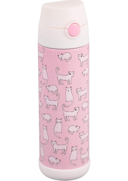 Çocuk Su Şişesi Yalıtımlı Paslanmaz Çelik Pipetli Termos (Kız/erkek) – Lama 12 Oz. (Yurt Dışından)