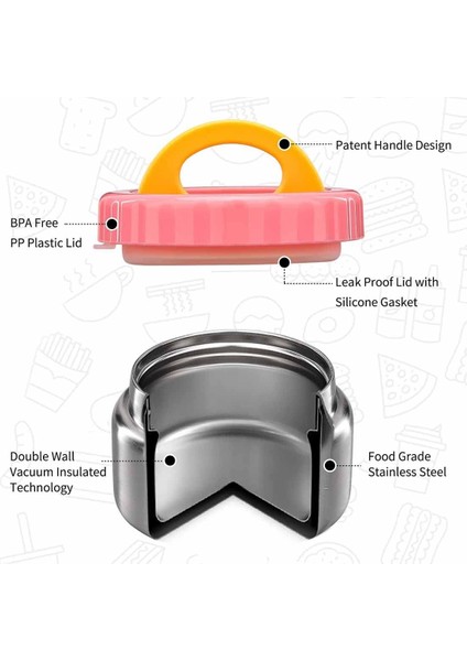 ， Oz Çorba Yalıtımlı Geniş Ağızlı Vakum Yalıtımlı Sıcak ve Soğuk Yiyecekler Için Kavanoz Sızdırmaz Paslanmaz Çelik Okul Gezileri Için Çocuk Öğle Yemeği Kabı (Pembe) (Yurt Dışından) fiyatları