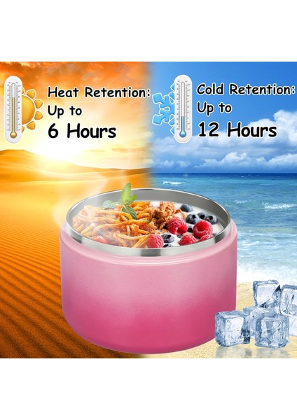 Toka Kapaklı 12OZ Yalıtımlı Gıda Kavanoz Geniş Ağızlı Çorba Sıcak Yemek Için Yalıtımlı Kavanoz Çocuk Sızdırmaz Paslanmaz Çelik Öğle Yemeği Kabı 1 Paket (Degrade Pembe) (Yurt Dışından) fırsatları