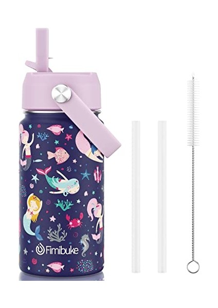 Çocuklar Yalıtımlı Su Şişesi 14 Oz Bpa Içermeyen Paslanmaz Çelik Çift Duvar Vakum Sızdırmazlık Öğrencileri Erkekler ve Kızlar Için Pipetli (1 Paket Mavi Dinozor) (Yurt Dışından)