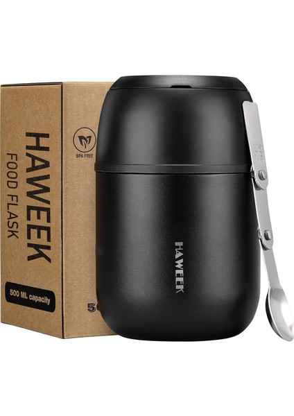 ，，yalıtımlı Gıda Kabı 17 Oz Çorba Sıcak Yemek Için Yalıtımlı Paslanmaz Çelik Vakumlu Öğle Yemeği Kutusu, Katlanır Kaşıkla Çocuk Yalıtımlı Taşınabilir Sap (Yurt Dışından)