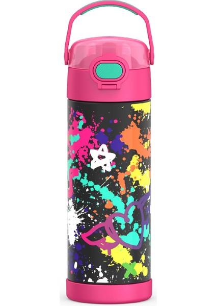 ， Geniş Ağızlı Kapaklı 16 Oz Paslanmaz Çelik Vakumlu Termos Neon Mor (Yurt Dışından)