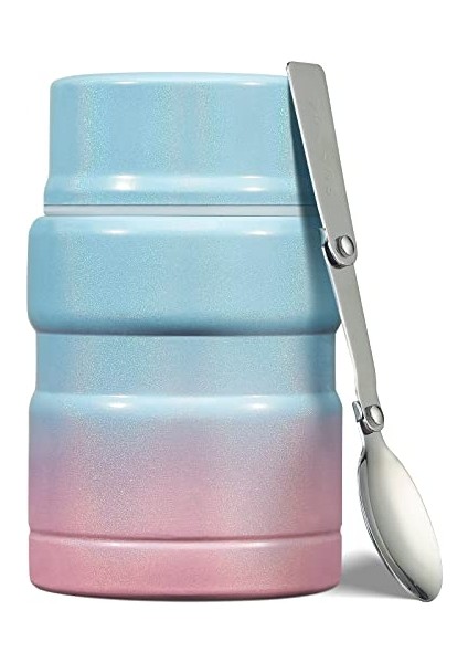 ， 17 Oz Çocuk Güveç - Katlanır Kaşıklı Çorba Kavanozu - Sıcak ve Soğuk Yemek Kavanozu - Pink Fox (Yurt Dışından)