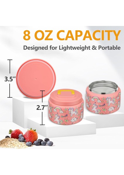 ， Oz Çocuklar Sıcak Yemek Öğle Yemeği Termos Paslanmaz Çelik Kolay Açılır Geniş Ağız Okul Öncesi Seyahat Için Yalıtımlı Sıcak ve Soğuk Yiyecek (Pembe Tek Boynuzlu) (Yurt Dışından) modelleri