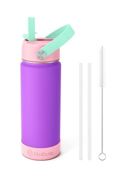 Çocuklar Yalıtımlı Su Şişesi 18 Oz Bpa Içermeyen Paslanmaz Çelik Saman ile Seyahat Çift Duvar Sızdırmaz Yürümeye Başlayan Okul Erkek Kız Için (1 Paket Yeşil Dinozor) (Yurt Dışından)