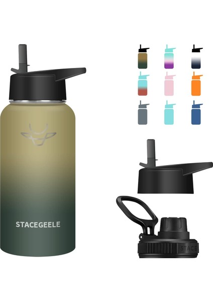 ，，çocuk Yalıtımlı Vakumlu Su Şişesi Hasır Kapaklı Paslanmaz Çelik Su Şişesi Erkekler ve Kızlar Için Sızdırmaz Hafif Çevre Dostu (550ML) (Yurt Dışından)