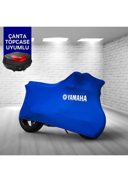Ultra Shop Yamaha X-Max 250 Uyumlu Motosiklet Branda Topcase Çanta Uyum Logolu Kumaş Penye Mavi Motor Branda