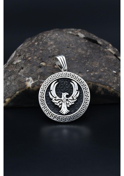 Gümüş Grek Desenli Kolye Ucu Anka Kuşu Figürlü 925 Ayar Gümüş 901212 modelleri