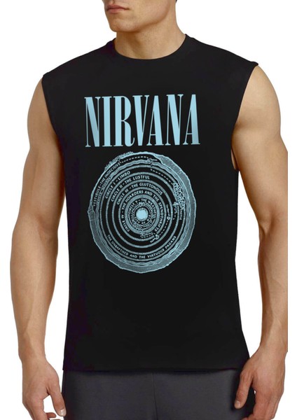 Daire Daire Nirvana Siyah Erkek Kesik Kol / Kolsuz Tişört