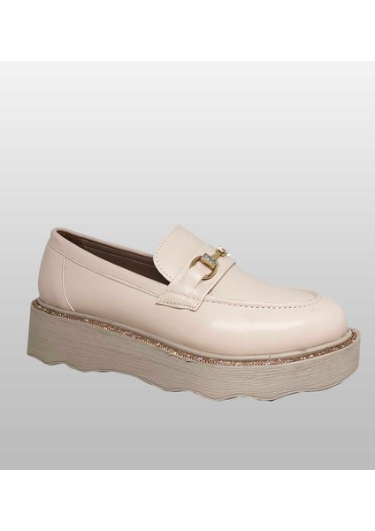 Platform Taşlı Taban Loafer Çok Şık Ayakkabı
