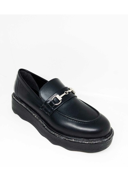 Platform Taşlı Taban Loafer Çok Şık Ayakkabı