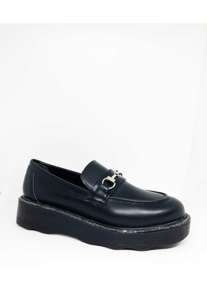 Platform Taşlı Taban Loafer Çok Şık Ayakkabı