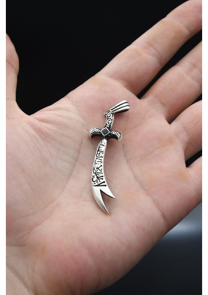 Gümüş 925 Ayar Gümüş Kolye Ucu Hz. Ali ( Zülfikar Kılıcı ) Zirkon Taşlı 901214 fırsatları