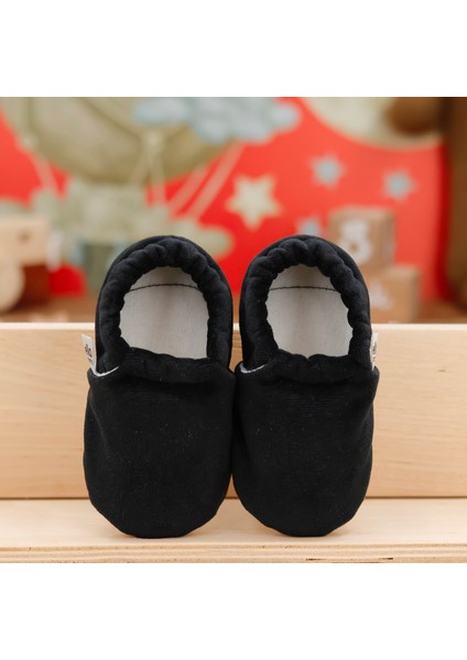 Kadife Bebek Patiği, Kaydırmaz Taban, Kreş Ayakkabısı Patik, Siyah