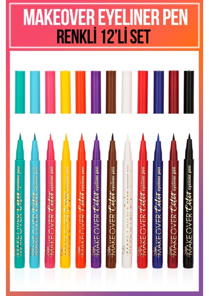 Eyeliner Pen 12li Renkli Set