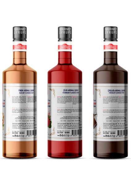 Nish Fındık Çilek Çikolata Şurupları 3 x 700 ml