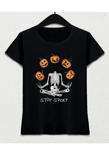 Halloween: Stay Spooky Kadın Tişört Siyah