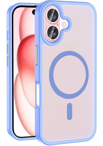 Apple iPhone 16 Plus ile Uyumlu Kılıf Magsafe Şarj Özellikli Mat Arka Yüzeyli Kapak