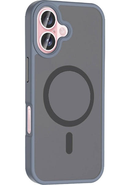 Apple iPhone 16 Plus ile Uyumlu Kılıf Magsafe Şarj Özellikli Mat Arka Yüzeyli Kapak