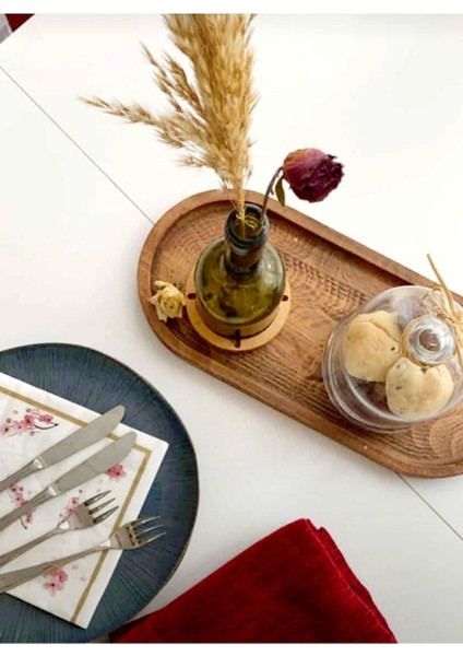 Doğal Ahşap Yağdanlık Altlık ve Sunum Tabak Standı, Kahverengi, 1-2 L