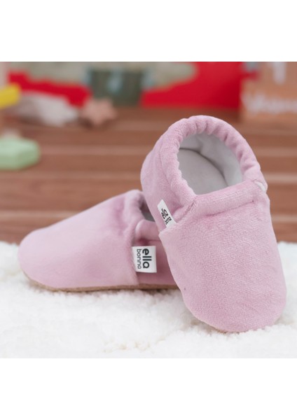 Kadife Bebek Patiği, Kaydırmaz Taban, Kreş Ayakkabısı Patik, Pudra