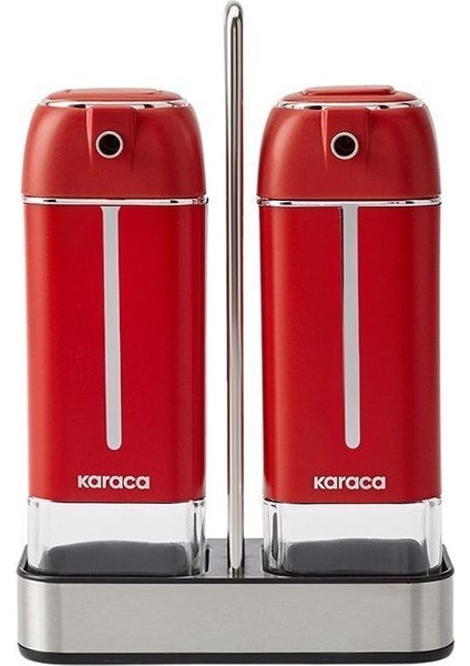 Kırmızı Cam Yağlık ve Sirkelik Seti, 3 Parça, 0-249 ml