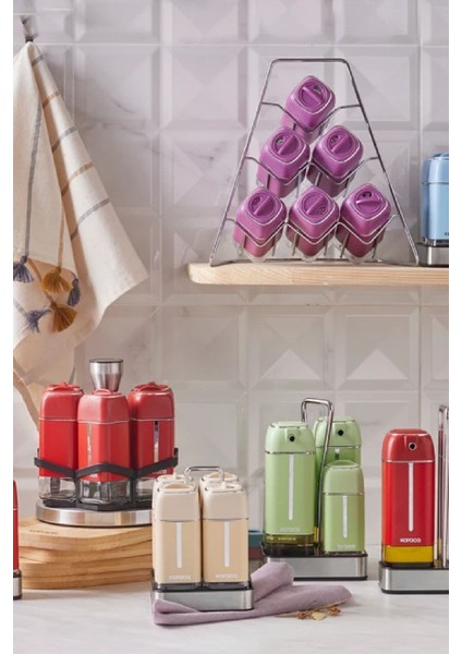 Kırmızı Cam Yağlık ve Sirkelik Seti, 3 Parça, 0-249 ml modelleri