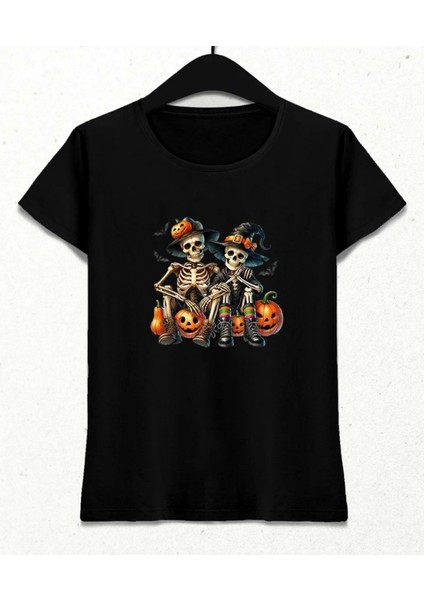 Halloween Özel Korkunç Aşk Bağları Kadın Tişört Beyaz %100 Pamuklu fırsatları