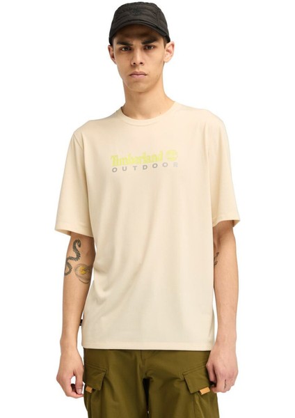Uv-Protectıon Logo Short Krem Erkek Kısa Kol T-Shirt