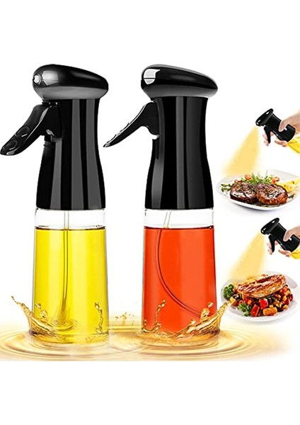 2 Adet Cam Yağlık Mist Püskürtücü, Siyah, 210 ml, Air Fryer için ideal kullanım