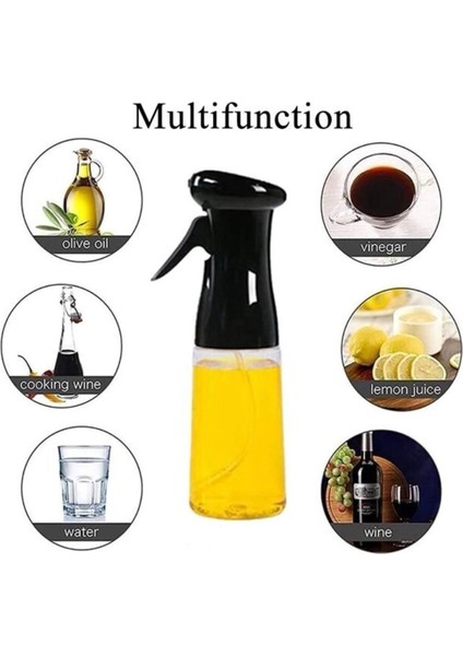 2 Adet Cam Yağlık Mist Püskürtücü, Siyah, 210 ml, Air Fryer için ideal kullanım