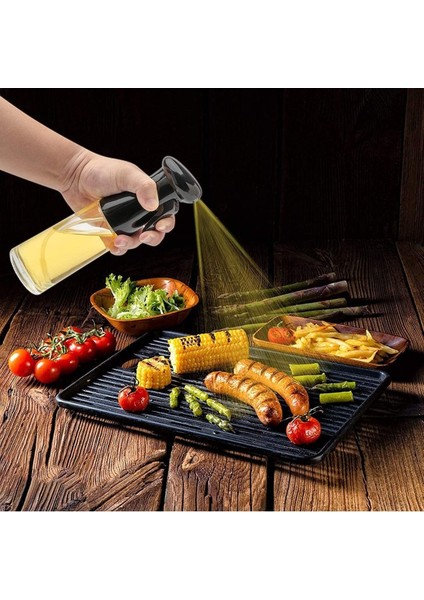 2 Adet Cam Yağlık Mist Püskürtücü, Siyah, 210 ml, Air Fryer için ideal kullanım