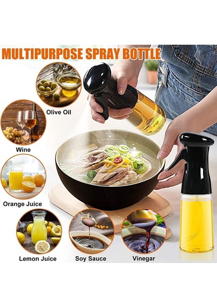 2 Adet Cam Yağlık Mist Püskürtücü, Siyah, 210 ml, Air Fryer için ideal kullanım