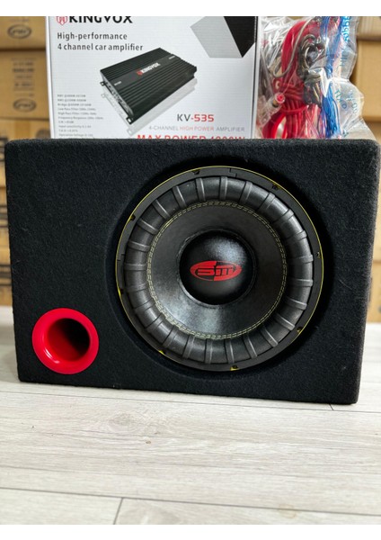 30 cm Kabinli Bass - 4 Kanal Amfi - 16 cm Midrange - Kablo Seti 8ga