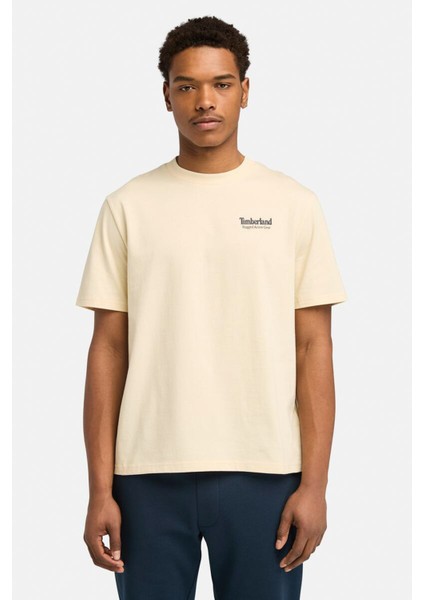 Rugged Active Gear Back G Krem Erkek Kısa Kol T-Shirt