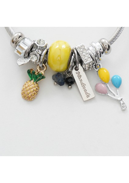 Yellow Pineapple Charm Bileklik