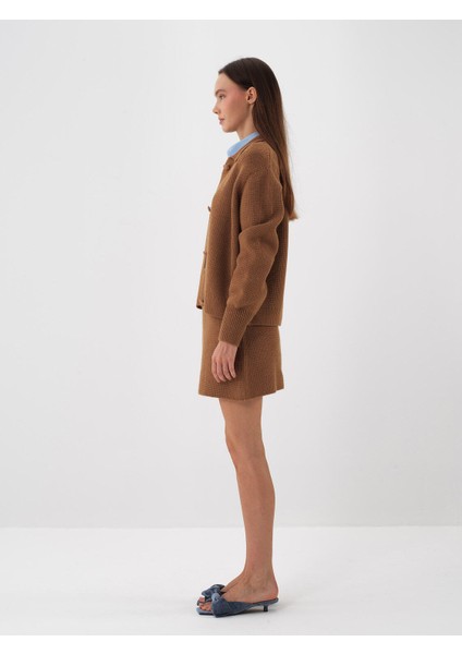 Kadın Camel Doğal Yün Dokulu Oversize Ceket modelleri