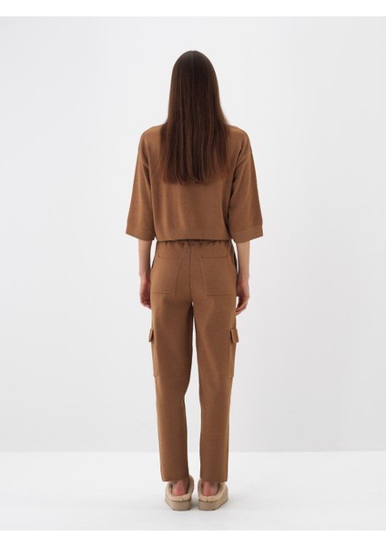 Kadın Camel Doğal Yün Dokulu Regular Fit Pantolon fırsatları