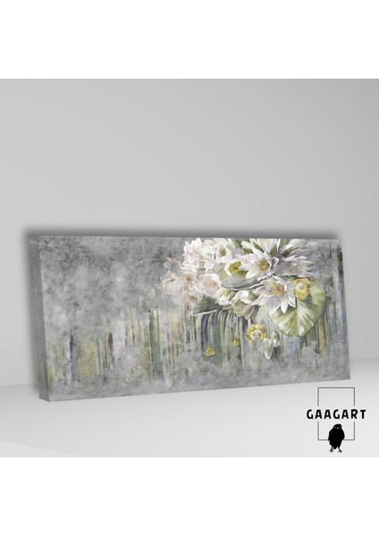 Panoramik Kanvas Duvar Tablosu Sarı Beyaz Çiçek Tasarımı fiyatları