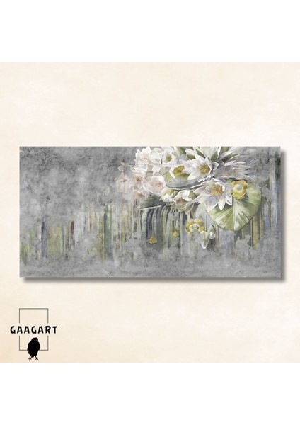 Panoramik Kanvas Duvar Tablosu Sarı Beyaz Çiçek Tasarımı modelleri