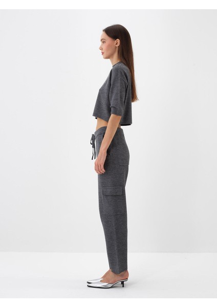 Kadın Antrasit Doğal Yün Dokulu Oversize Kazak modelleri