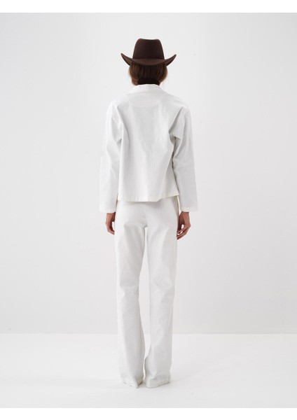 Kadın Ekru Pamuk Dokulu Oversize Pantolon fırsatları