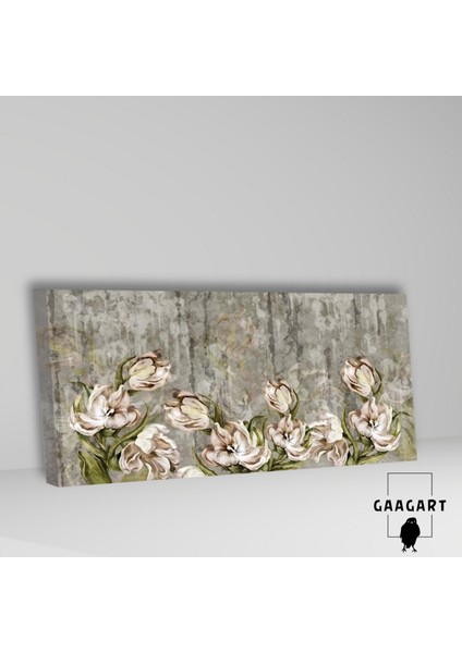 Panoramik Kanvas Duvar Tablosu Yeşil Solmuş Çiçek Dizaynı fiyatları