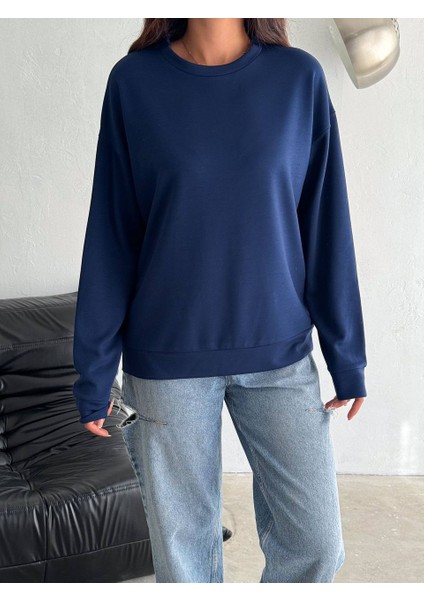 Modal Kumaş Rahat Kalıp Basic Kadın Sweatshirt