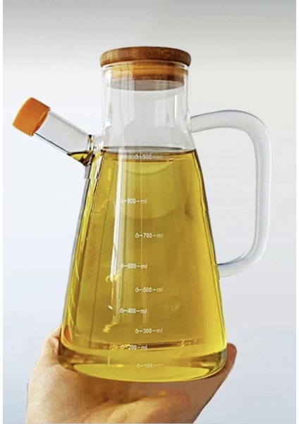 Turuncu Bambu Standlı 900 ml Borosilikat Cam Yağlık Seti fiyatları